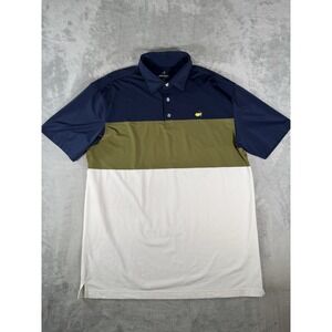 Masters Tech Shirt Mens XL Blue White Green Colorblock Performance Golf Polo